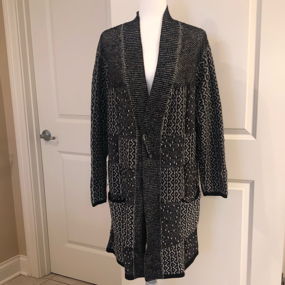 J.Jill Black and Cream Long Sweater